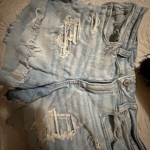 American Eagle Outfitters Light Blue Ripped Denim Shorts
